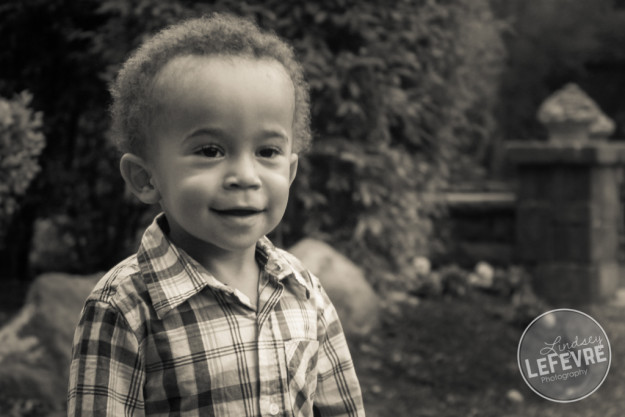 Toddler portrait in the Ricks Gardens by Lindsey LeFevre