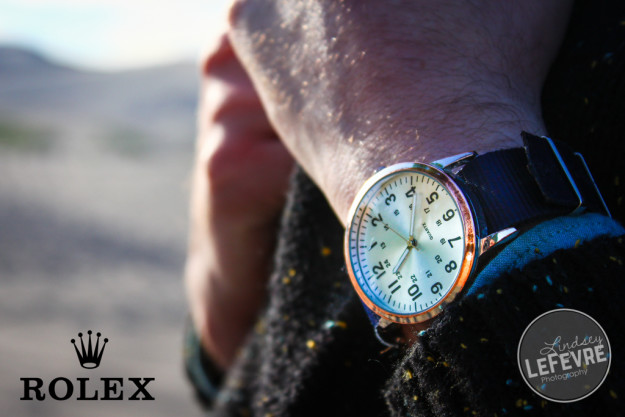 Lindsey LeFevre Accessory Fashion Shoot. Rolex watch ad at the sand dune in St. Anthony, Idaho.